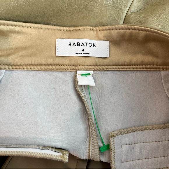 Aritzia Babaton Women's Size 4 Command Cropped Pant Mid Rise Vegan Leather Tan - Picture 6 of 12